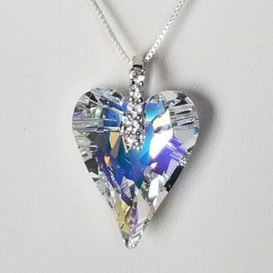Sterling Swarovski® AB Wild Heart Necklace